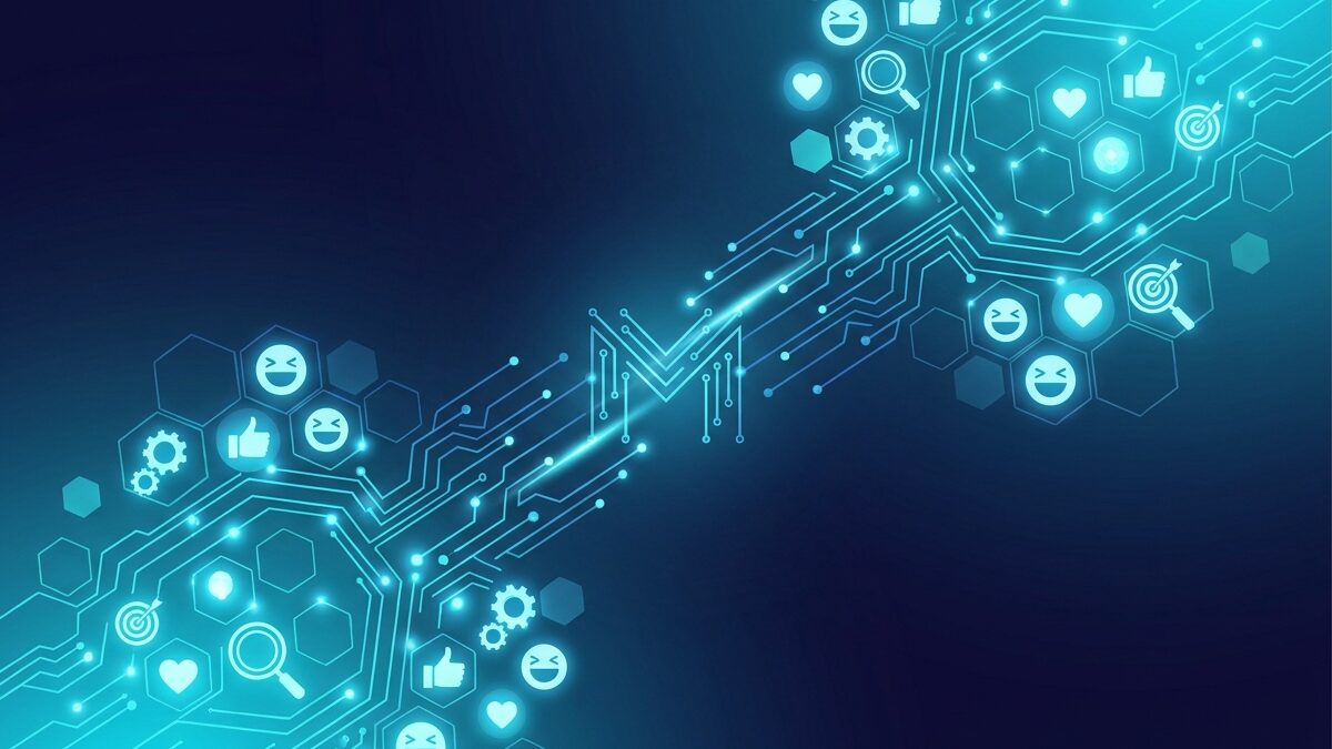 Abstract visualization of Facebook advertising and targeting in Meta