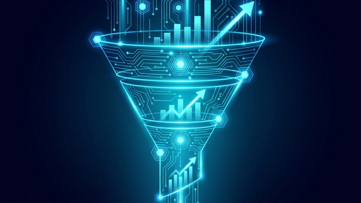 Abstract visualization of an advertising funnel and conversion analytics Abstract visualization of an advertising funnel and conversion analytics