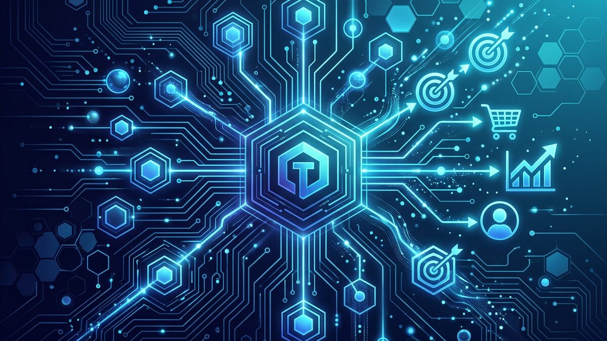 Google Tag Manager контейнер с тагове и тригери за проследяване на сайт в тъмносиньо и циан