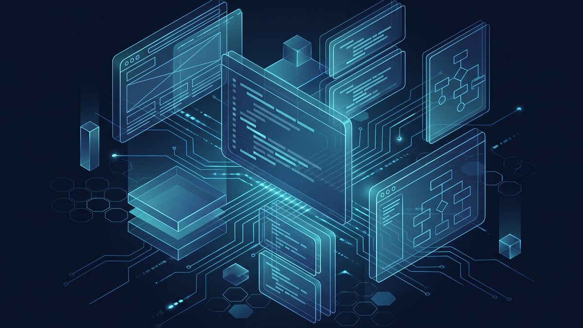 Светещи wireframe панели, свързани с вериги, символ на процеса по изработка на уебсайт Светещи wireframe панели, свързани с вериги, символ на процеса по изработка на уебсайт