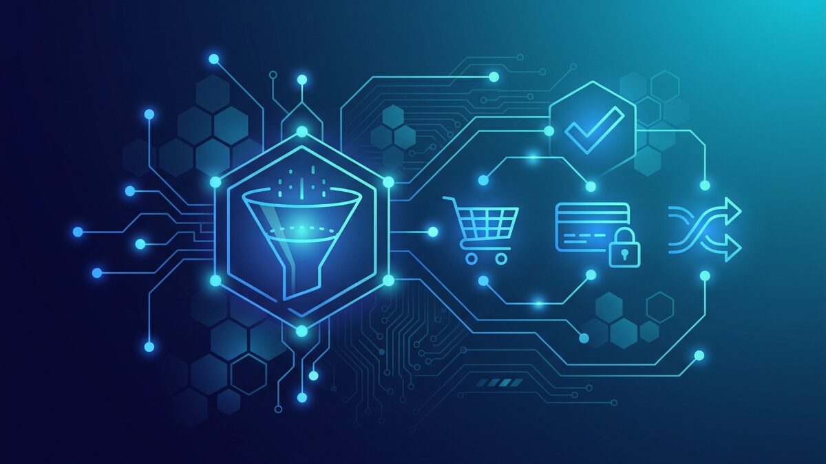 Abstract illustration of payment and checkout in an online store